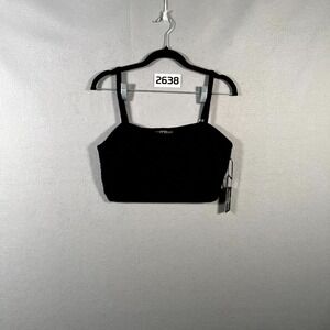Honey Peach‎ Camisole Cropped Top Womens XL Black Crochet Knit Adjustable Strap